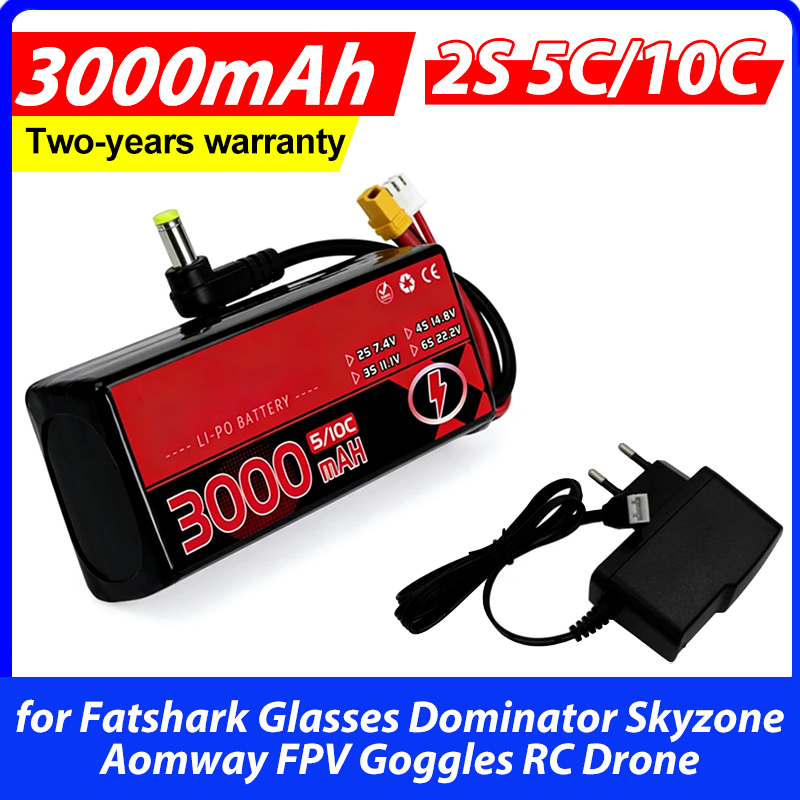 3000MAH 2S 5C 10C 7.4V Lipo Ba - огляд і ціна Skyzone Sky04X Pro Oled Fpv Goggles